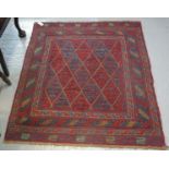 Gazak blue and red ground geometric rug, 133 x 166cm approx. (B.P. 24% incl.