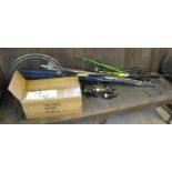 Collection of fishing tackle to include: modern spinning and other rods;