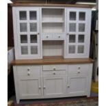Large painted oak, two stage, cabinet backed kitchen dresser. (B.P. 24% incl.