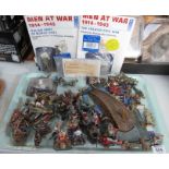 A tray of 'Men at War' lead soldier collections, together with various Del Prado figurines etc. (B.