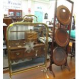 Edwardian mahogany inlaid three section folding cake stand,