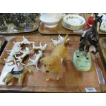 Tray of Beswick ceramic items to include: huntsman on rearing horse, model no.