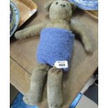 Vintage distressed teddy bear with stitched nose and moveable limbs. (B.P. 24% incl.