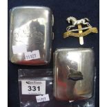 Silver cigarette case with dragon armorial, Birmingham hallmarks,