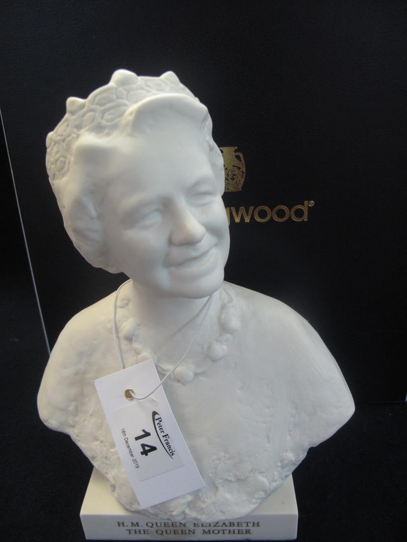 Wedgwood Parianware bust of H.M Queen Elizabeth the Queen Mother, with original box. (B.P.