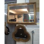 Two gilt framed bevel plate mirrors, one of clover form, the other rectangular. (2) (B.P. 24% incl.