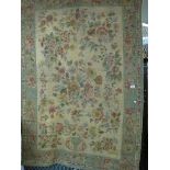 Indian chain stitch crewel work wool embroidered wall hanging overall with foliate and floral
