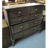 19th Century oak straight front column chest of two short and three long drawers. (B.P. 24% incl.