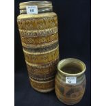 Mid Century West German pottery cylinder vase,