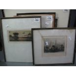 A group of assorted etchings and engravings, various, framed. (6) (B.P. 24% incl.