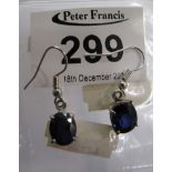 Pair of silver set, sapphire earrings. (B.P. 24% incl.