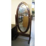 20th Century mahogany and pine bevel plate cheval mirror. (B.P. 24% incl.