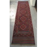 Meshwani red and blue ground geometric runner, 250 x 63cm approx. (B.P. 24% incl.