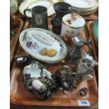 Tray of assorted items to include; Royal Worcester Evesham oven to tableware tureen and canister,
