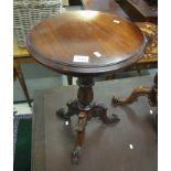 Victorian mahogany and walnut pedestal tripod lamp table. (B.P. 24% incl.