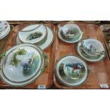 Two trays of Copeland & Sons hunting scene dinnerware items,