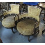 Pair of Edwardian mahogany framed upholstered tub chairs. (2) (B.P. 24% incl.