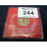 The Royal Wedding 9ct gold souvenir medal July 29th 1981 in fitted plastic case. 4g approx. (B.P.