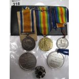 Two World War I medals, PTE A.J.H King A.S.G, together with other medals/medallions. (B.P. 24% incl.