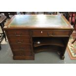 Good quality 20th Century mahogany single pedestal writing desk with leather inset top and a bank