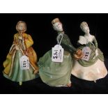 Three Royal Doulton figurines to include; 'Rachel' HN2919, 'Soiree' HN2312 and 'Grace' HN2318. (B.P.