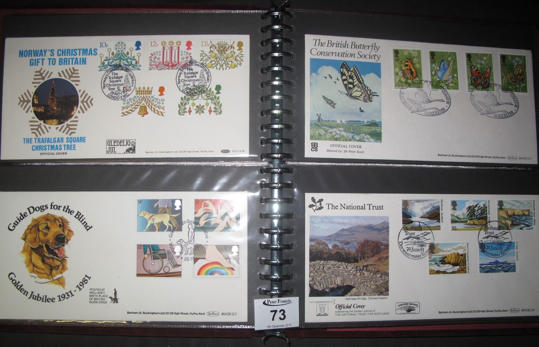 Great Britain collection of Benham First Day Covers in maroon Benham album, 1978-1997 period. (B.P.