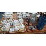 Tray of assorted pottery to include; Ewenny chamber stick and cream jug, Bourne Denby baluster jug,