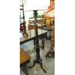 Victorian style mahogany tripod standard lamp with acanthus leaf decoration and shade. (B.P.