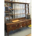 18th Century oak two stage open back dresser,