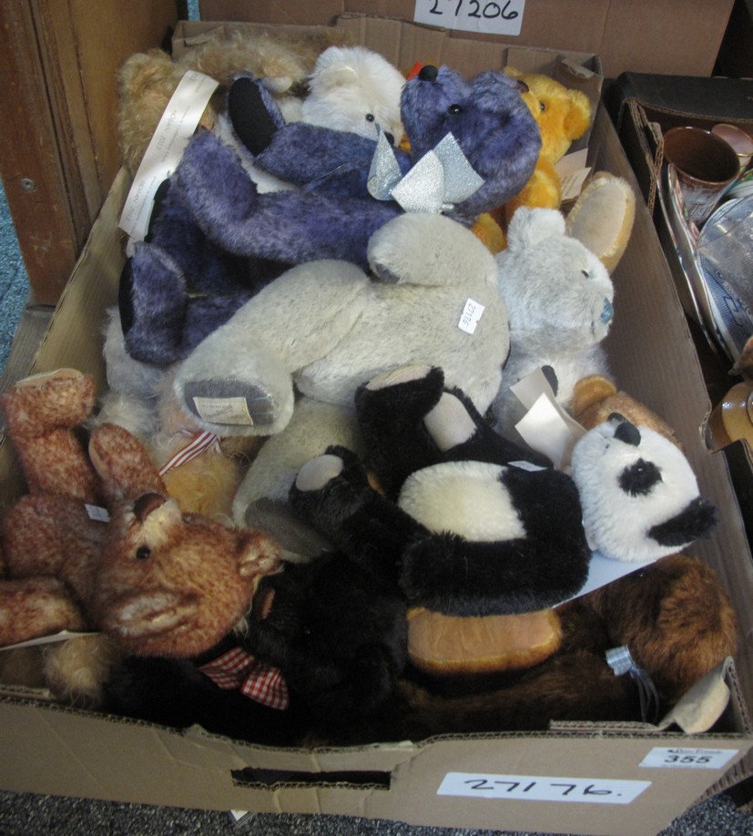 Box of assorted Dean's teddy bears most with attached certificates of authenticity including;