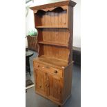 Modern pine two stage rack back dresser of narrow form. (B.P. 24% incl.