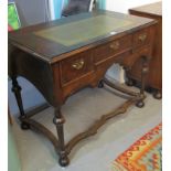 18th Century walnut cabinet or dresser base with later writing inset leather top on vase shaped