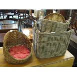 Collection of three wicker baskets and a cat basket. (4) (B.P. 24% incl.