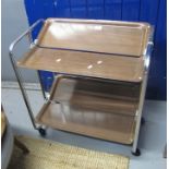 Mid 20th Century folding two tier trolley on a chrome base and wheels. (B.P. 24% incl.