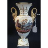 Early 19th Century Swansea porcelain two handled baluster shaped pedestal vase. 57cm high approx.