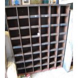 Industrial metal cabinet having a bank of 48 pigeon holes. (B.P. 24% incl.