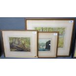 Harry Mailer (early 20th Century British), river scene, signed, watercolours.