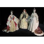 Three Royal Worcester bone china limited edition figurines to include; Queen Elizabeth I,