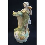 Royal Dux porcelain Art Nouveau design figural vase of a lady in robes, shape no.