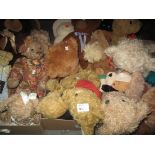 Three boxes of assorted teddy bears, various to include; Russ, TY, Harrod's bear,