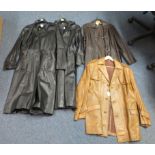 Four 70's-80's vintage leather coats,