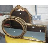 Three modern gilt framed mirrors of rectangular and oval form. (3) (B.P. 24% incl.