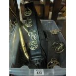 Box of assorted vintage equestrian items to include;