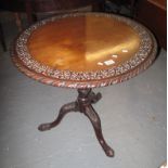 19th Century mahogany tripod table of circular form,