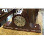 Early 20th Century mahogany hat shaped two train mantel clock. (B.P. 24% incl.