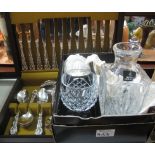 Royal Doulton crystal gift ware decanter and two glasses in original box,