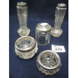 Bag containing silver collared and glass items to include; salts,