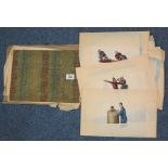 A set of twelve early 19th Century Chinese rice or pith paper watercolours,
