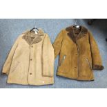 Two vintage sheepskin jackets with leather piping and buttons by Morlands,