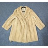 Vintage palomino mink fur short coat with floral embroidered lining. (B.P. 24% incl.